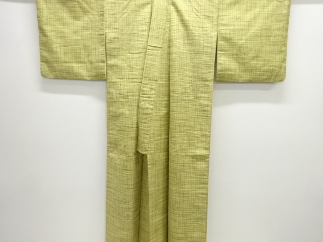  格子織り出し手織り紬着物